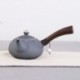Gracked Glaze Ru Kiln Side Wooden Handle Pot Large Capacity Ceramic Teapot