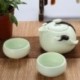 Green Travel Tea Sets Outdoors Travel A Pot With Two Cups