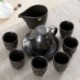 Pure Handmade Ceramic Black Retro Curium Tracing Golden Gong Fu Gift Tea Set