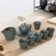 Pure Handmade Ceramic Green Retro Curium Tracing Golden Gong Fu Gift Tea Set